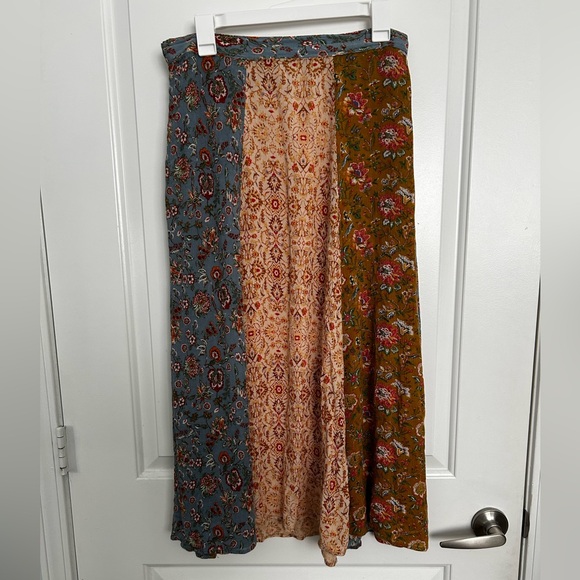 Chelsea & Theodore Dresses & Skirts - Bohemian Floral Patchwork Midi Skirt